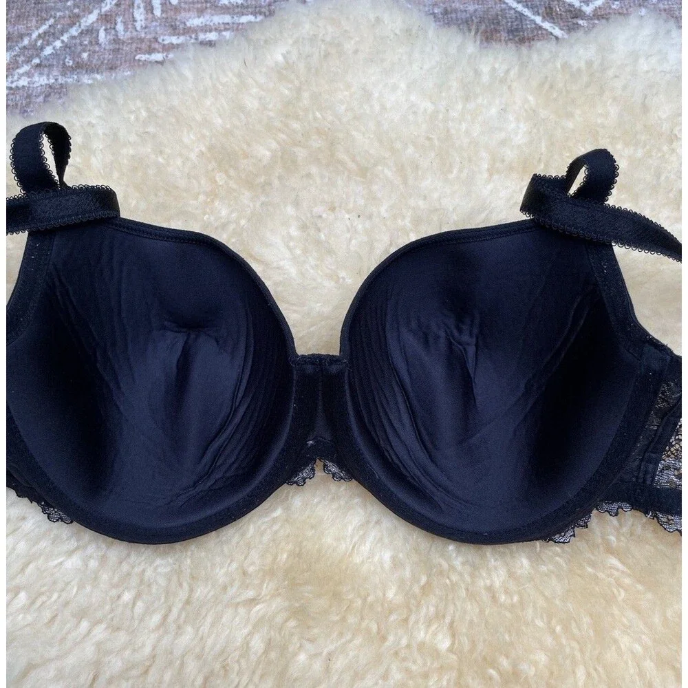 Wacoal 38C Embrace Contour Underwire Bra 853191 Black Cream Lace Floral